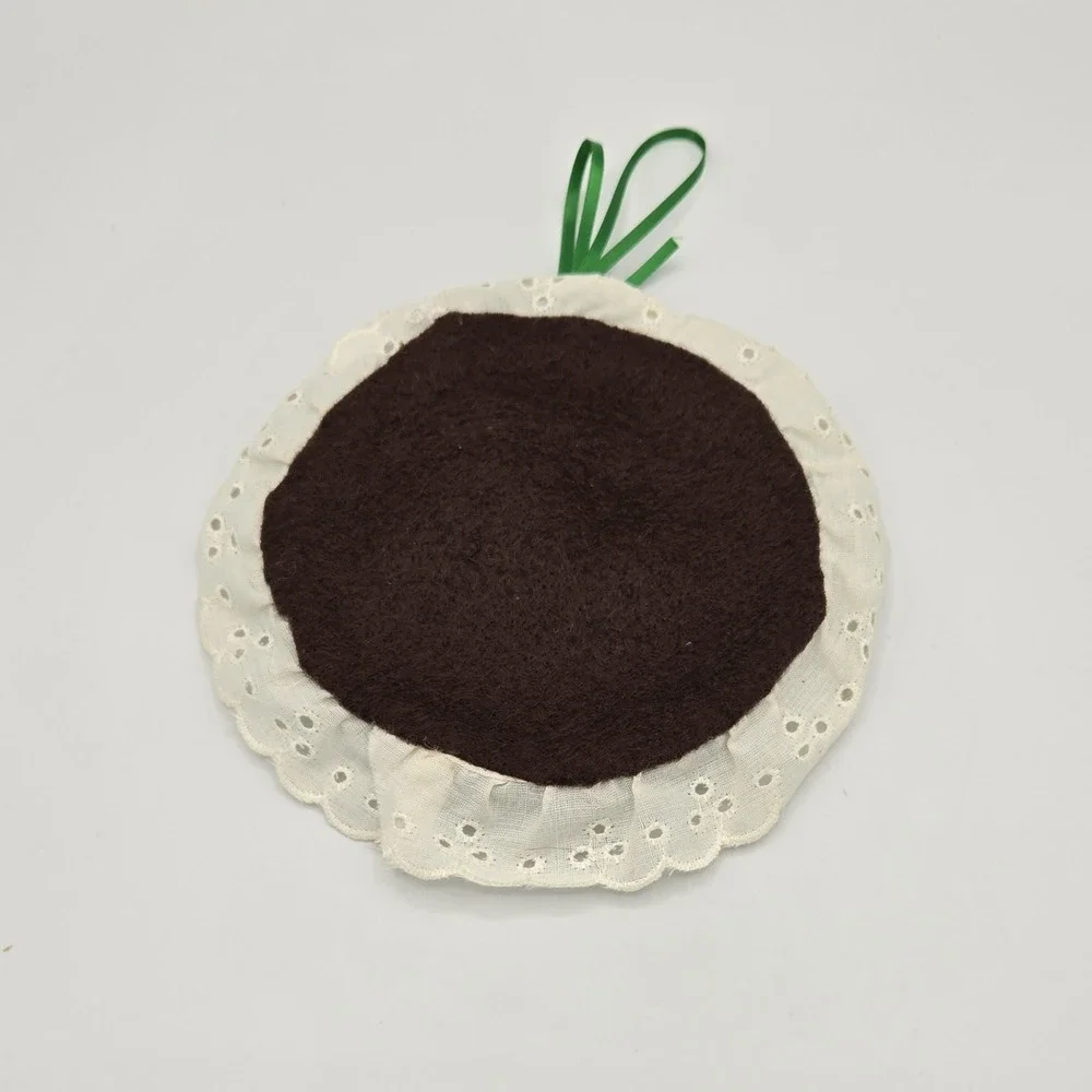 VTG CUTE CHRISTMAS‎ ELF Finished Cross Stitch Ornament Gift Keepsake Brown Hair